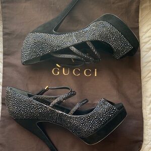 Gucci Black Heels with Sparkling Accents